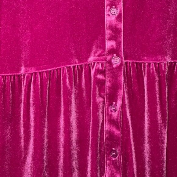 No Brand Magenta Velvet Button Down Plus Mini Dress - Picture 3 of 8